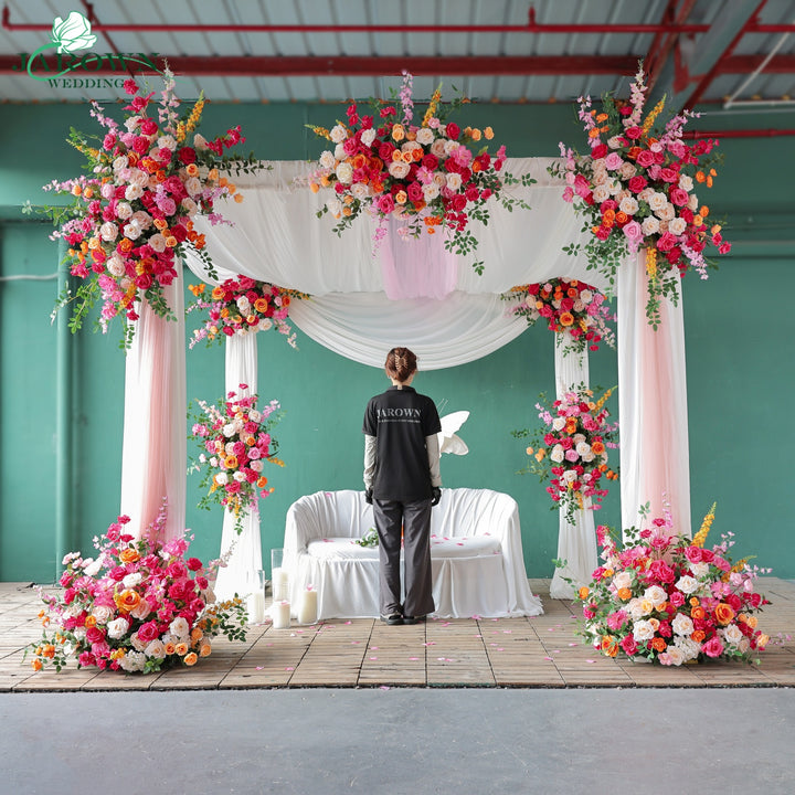 Backdrop Flower & Aisle in Pink/Orange/Champagne