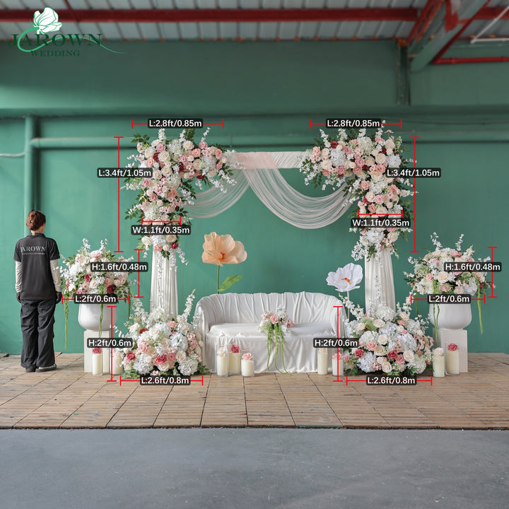 Backdrop Aisle Flower in White/Pink/Green