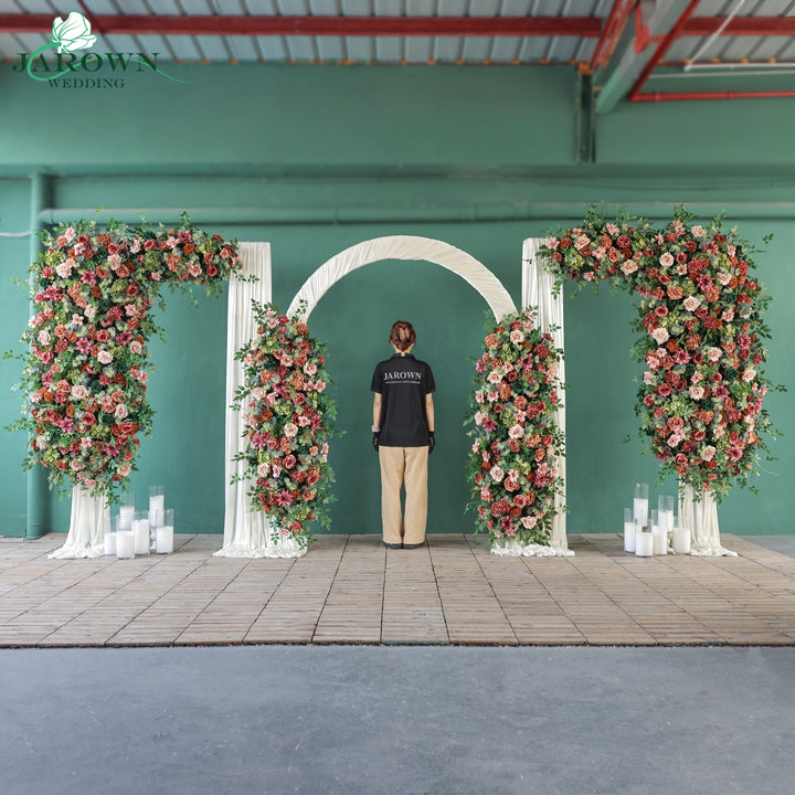 Backdrop&Centerpiece&Arch Flower in Maroon/Pink/Green