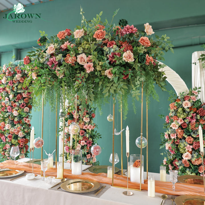 Backdrop&Centerpiece&Arch Flower in Maroon/Pink/Green