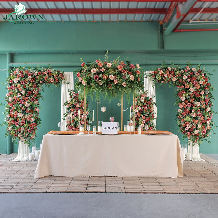 Backdrop&Centerpiece&Arch Flower in Maroon/Pink/Green