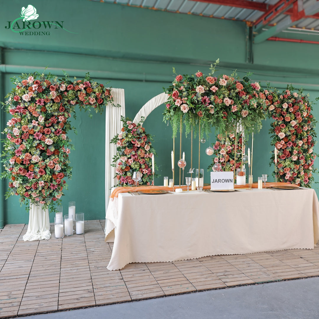 Backdrop&Centerpiece&Arch Flower in Maroon/Pink/Green