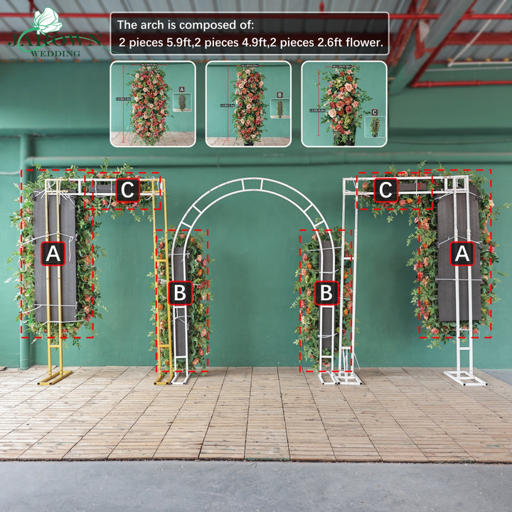 Backdrop&Centerpiece&Arch Flower in Maroon/Pink/Green