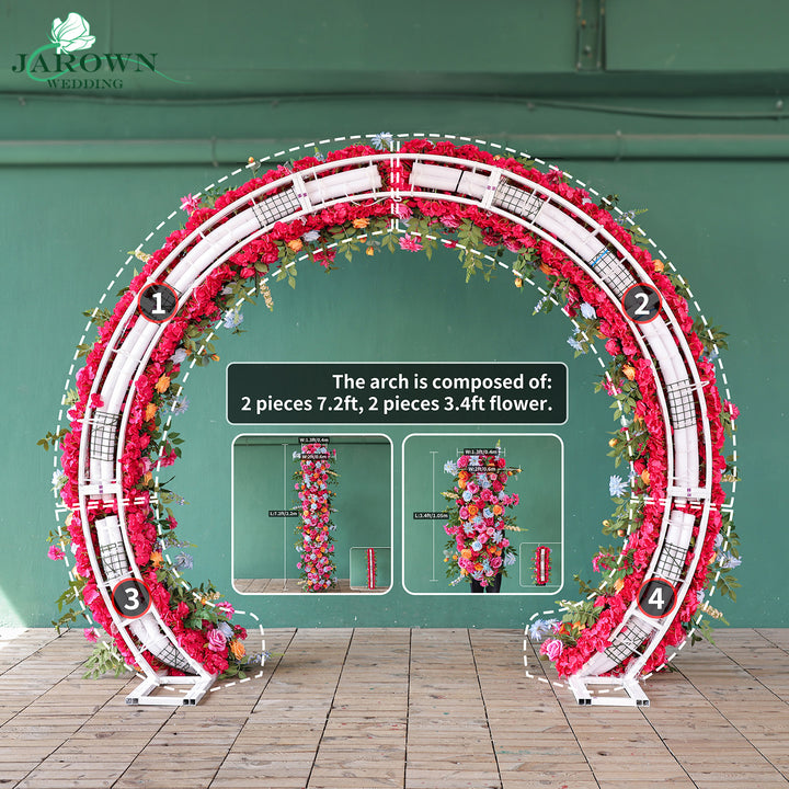 Bouquet & Aisle & Round Flower Arch in Pink/Blue/Orange