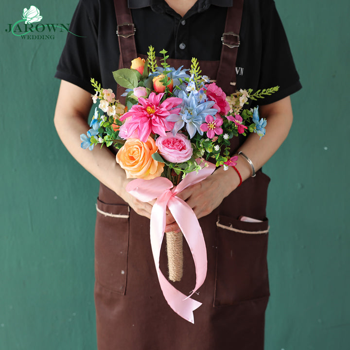 Bouquet & Aisle & Round Flower Arch in Pink/Blue/Orange