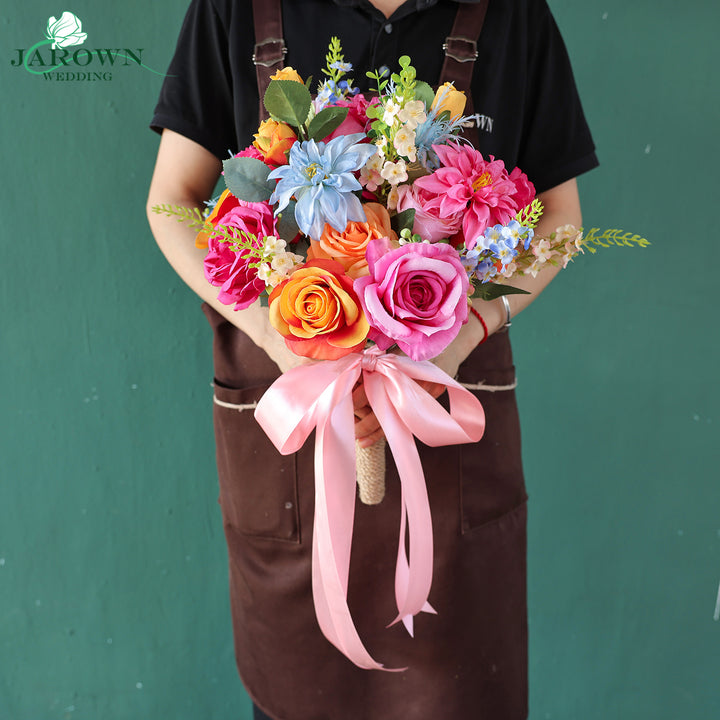 Bouquet & Aisle & Round Flower Arch in Pink/Blue/Orange