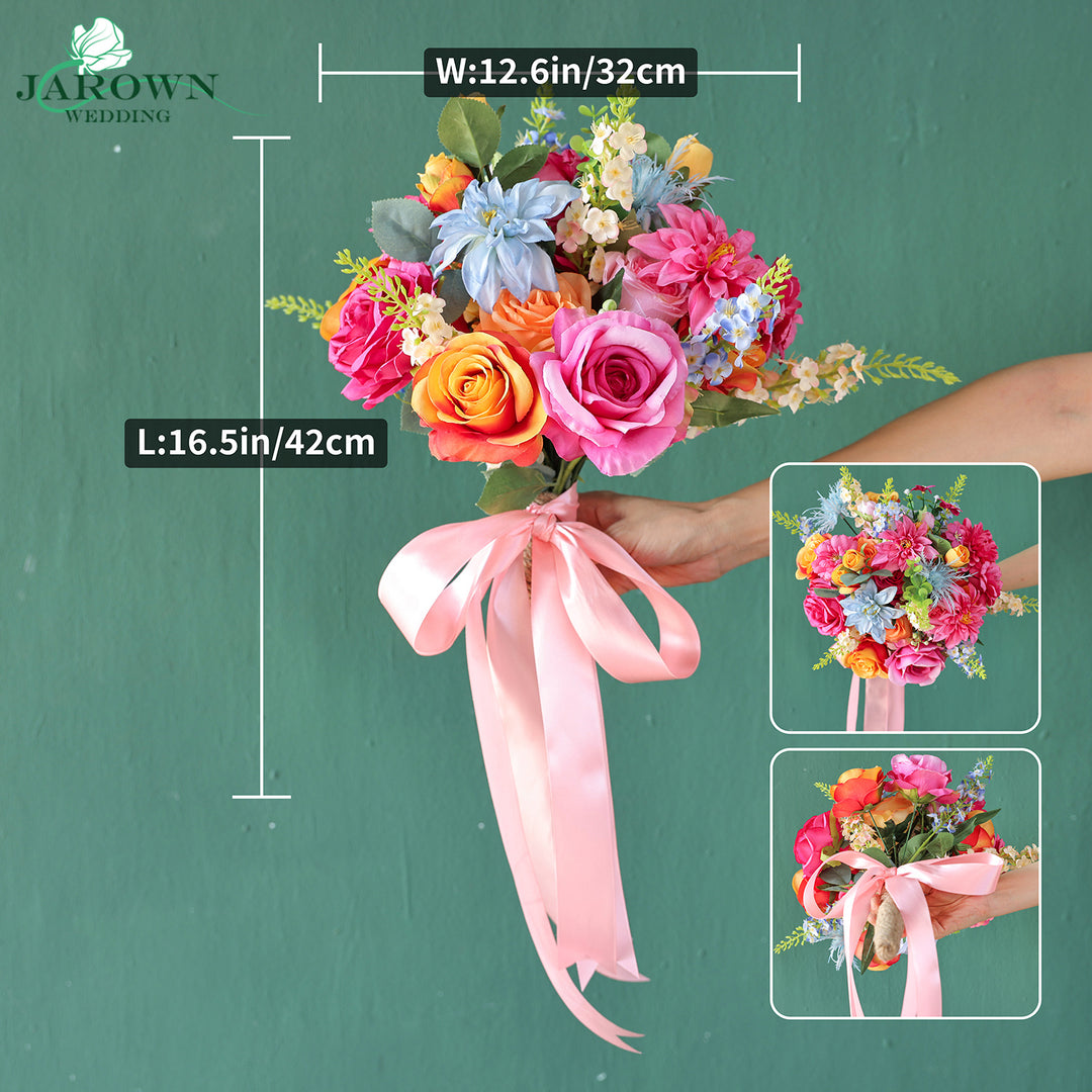 Bouquet & Aisle & Round Flower Arch in Pink/Blue/Orange