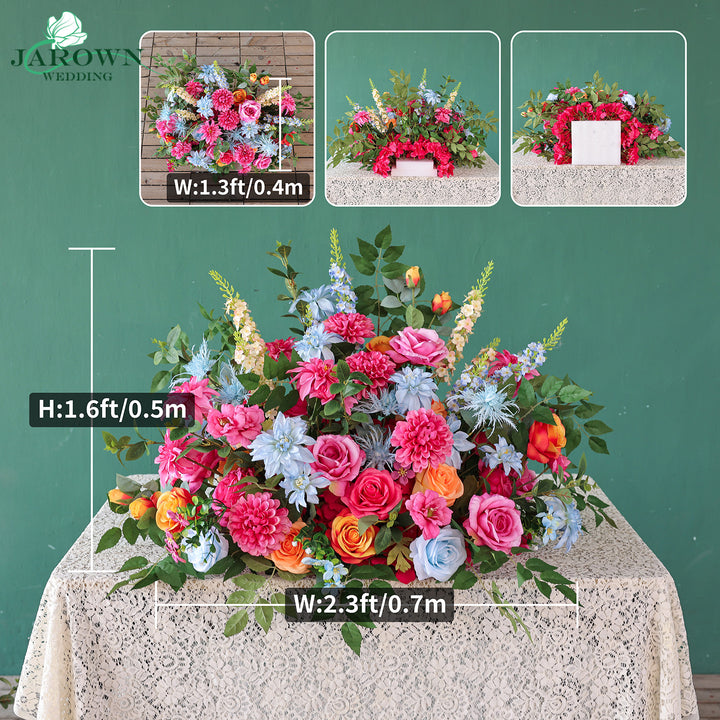 Bouquet & Aisle & Round Flower Arch in Pink/Blue/Orange