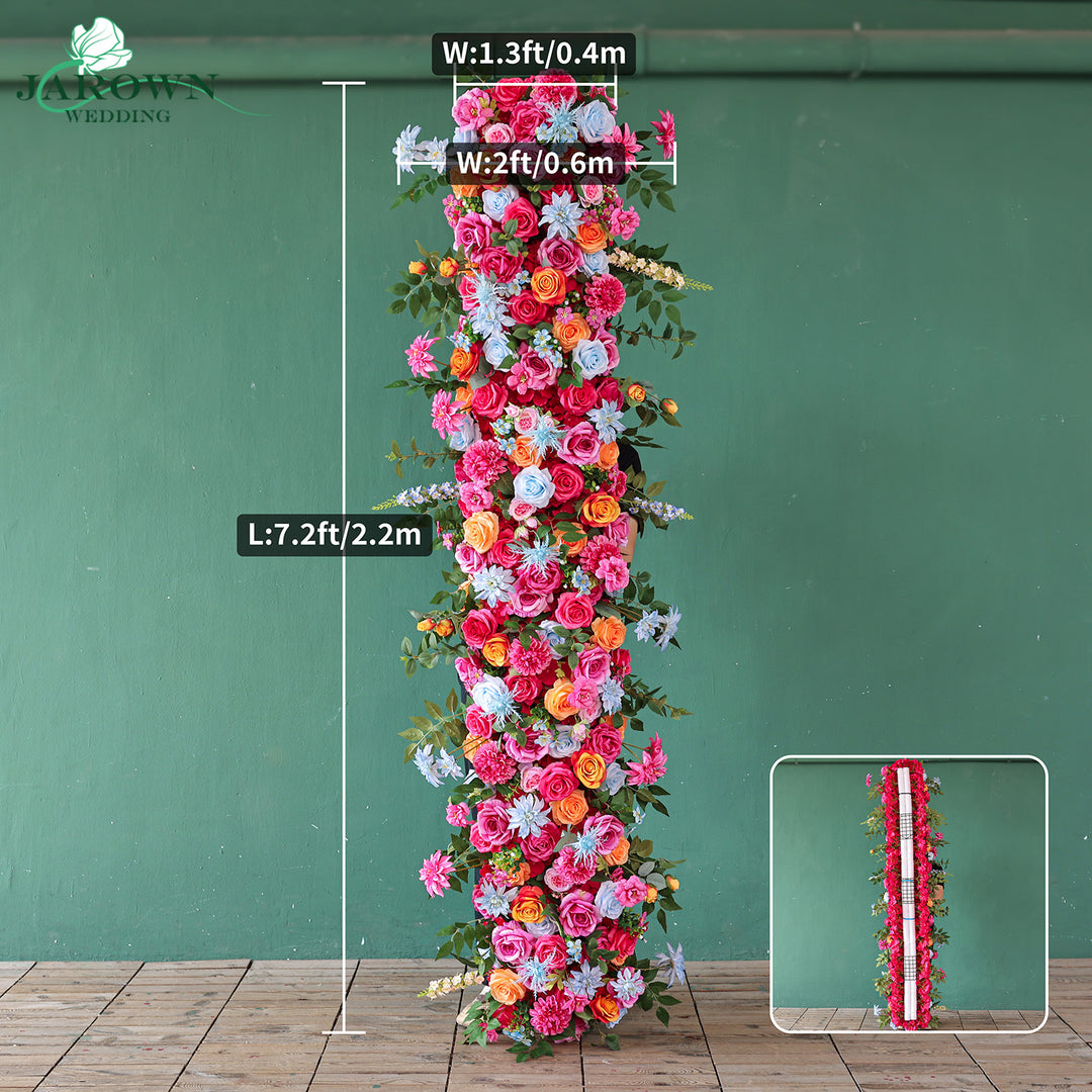 Bouquet & Aisle & Round Flower Arch in Pink/Blue/Orange