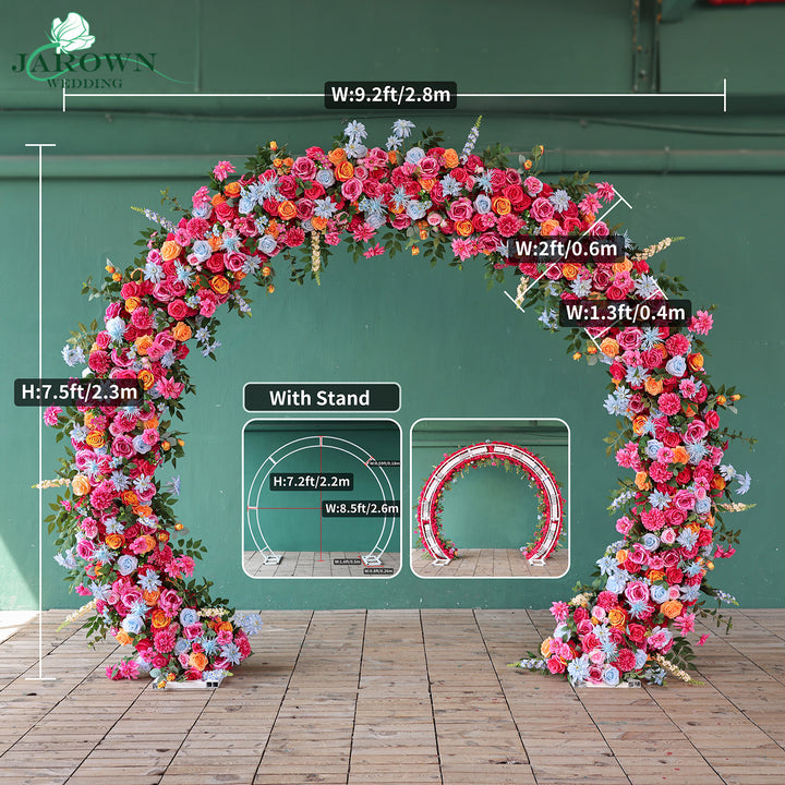 Bouquet & Aisle & Round Flower Arch in Pink/Blue/Orange