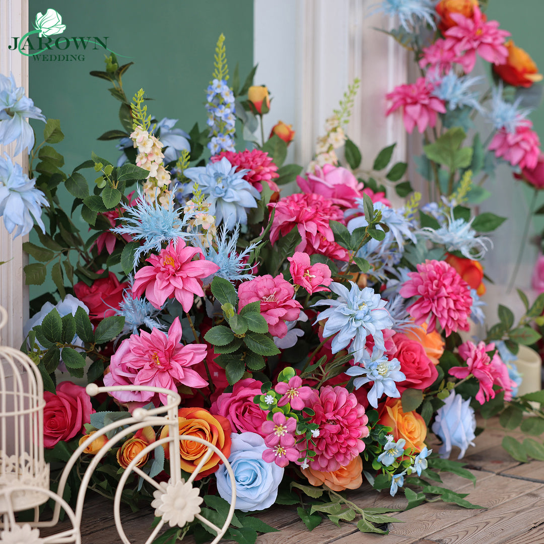 Bouquet & Aisle & Round Flower Arch in Pink/Blue/Orange