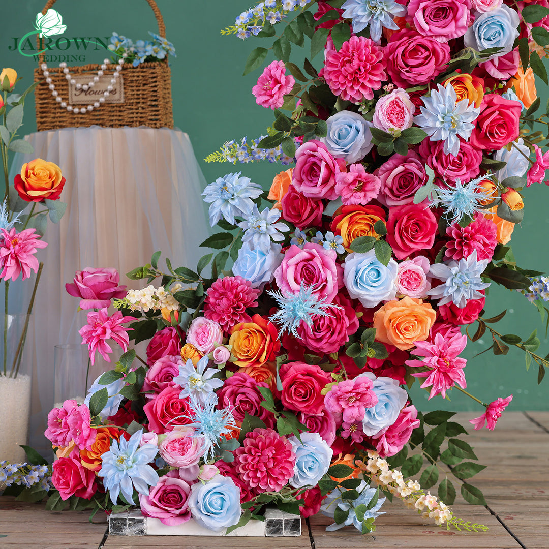 Bouquet & Aisle & Round Flower Arch in Pink/Blue/Orange