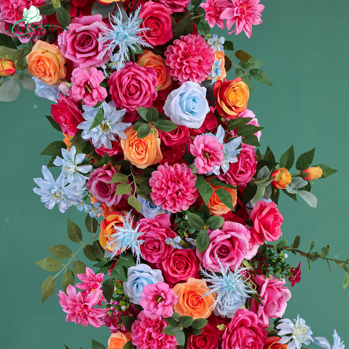 Bouquet & Aisle & Round Flower Arch in Pink/Blue/Orange