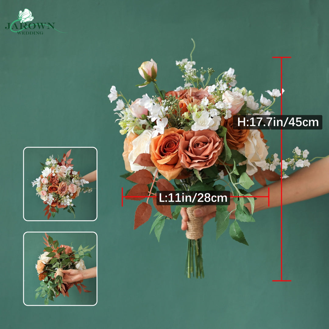 Bouquet & Boutonniere & Aisle in White/Brown/Burgundy