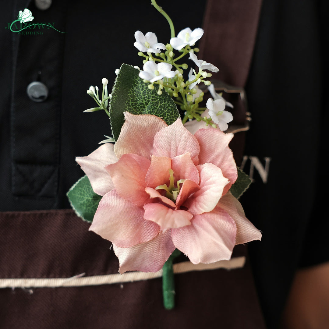 Bouquet & Boutonniere & Aisle in White/Brown/Burgundy