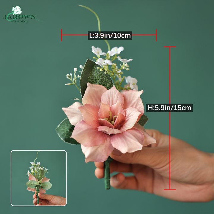 Bouquet & Boutonniere & Aisle in White/Brown/Burgundy