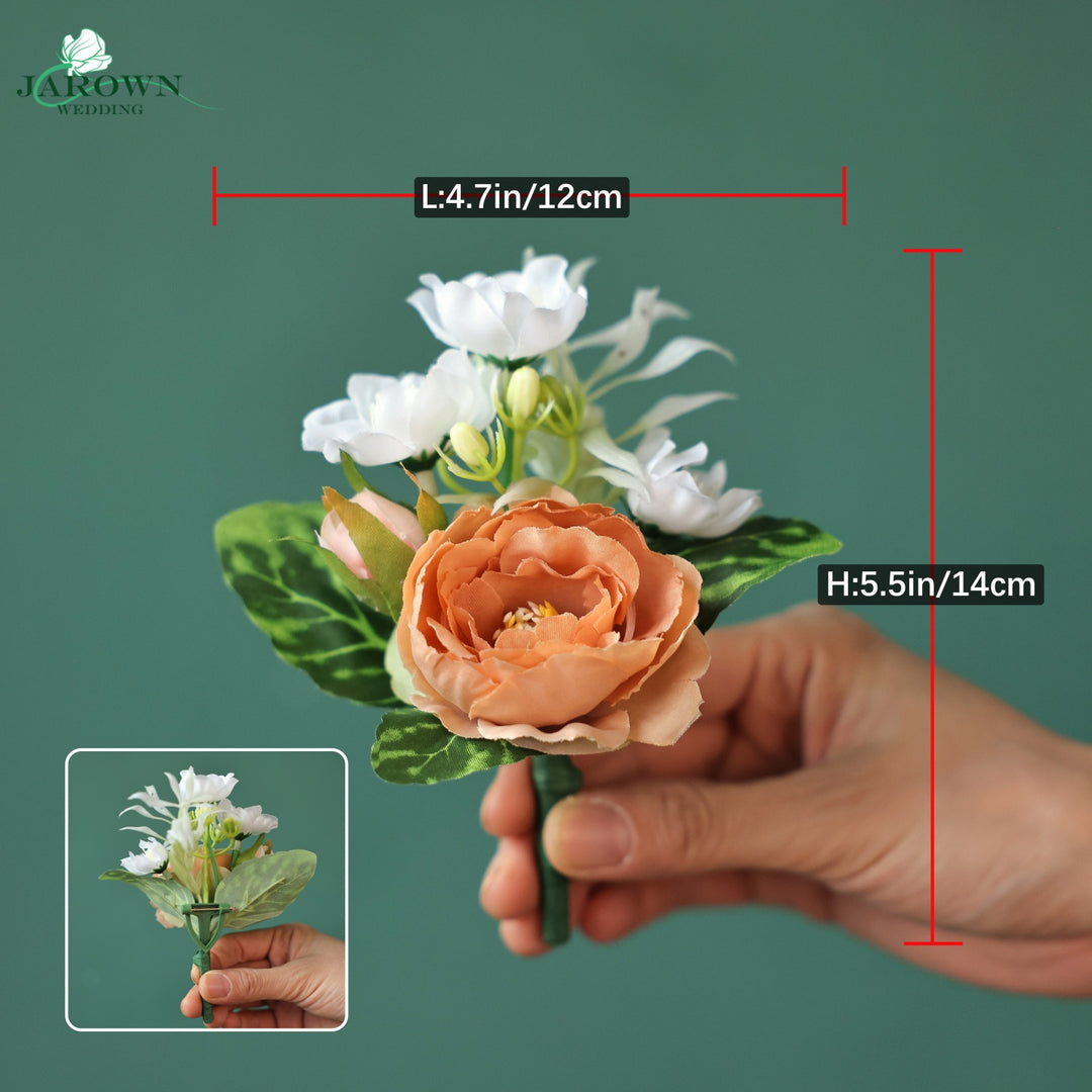 Bouquet & Boutonniere & Aisle in White/Brown/Burgundy