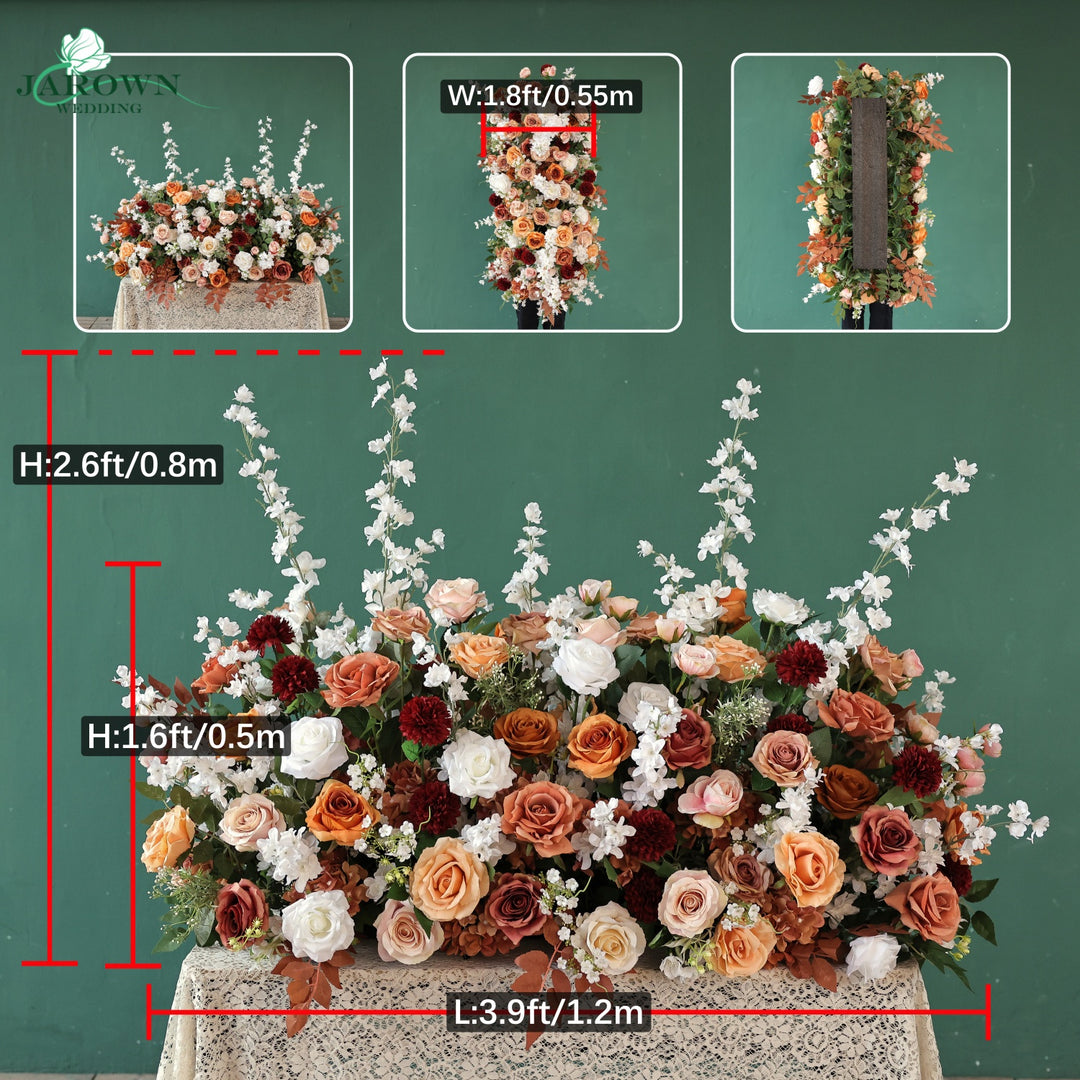 Bouquet & Boutonniere & Aisle in White/Brown/Burgundy