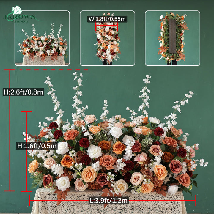 Bouquet & Boutonniere & Aisle in White/Brown/Burgundy