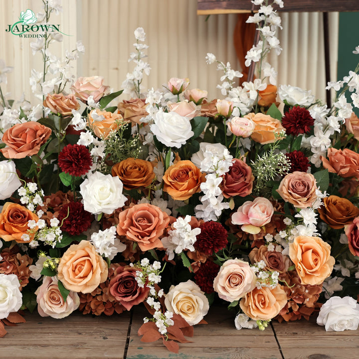 Bouquet & Boutonniere & Aisle in White/Brown/Burgundy