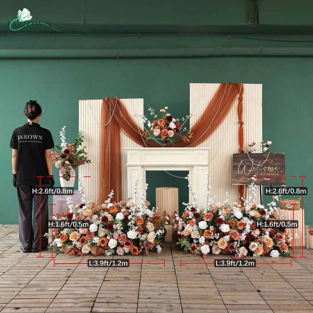 Bouquet & Boutonniere & Aisle in White/Brown/Burgundy
