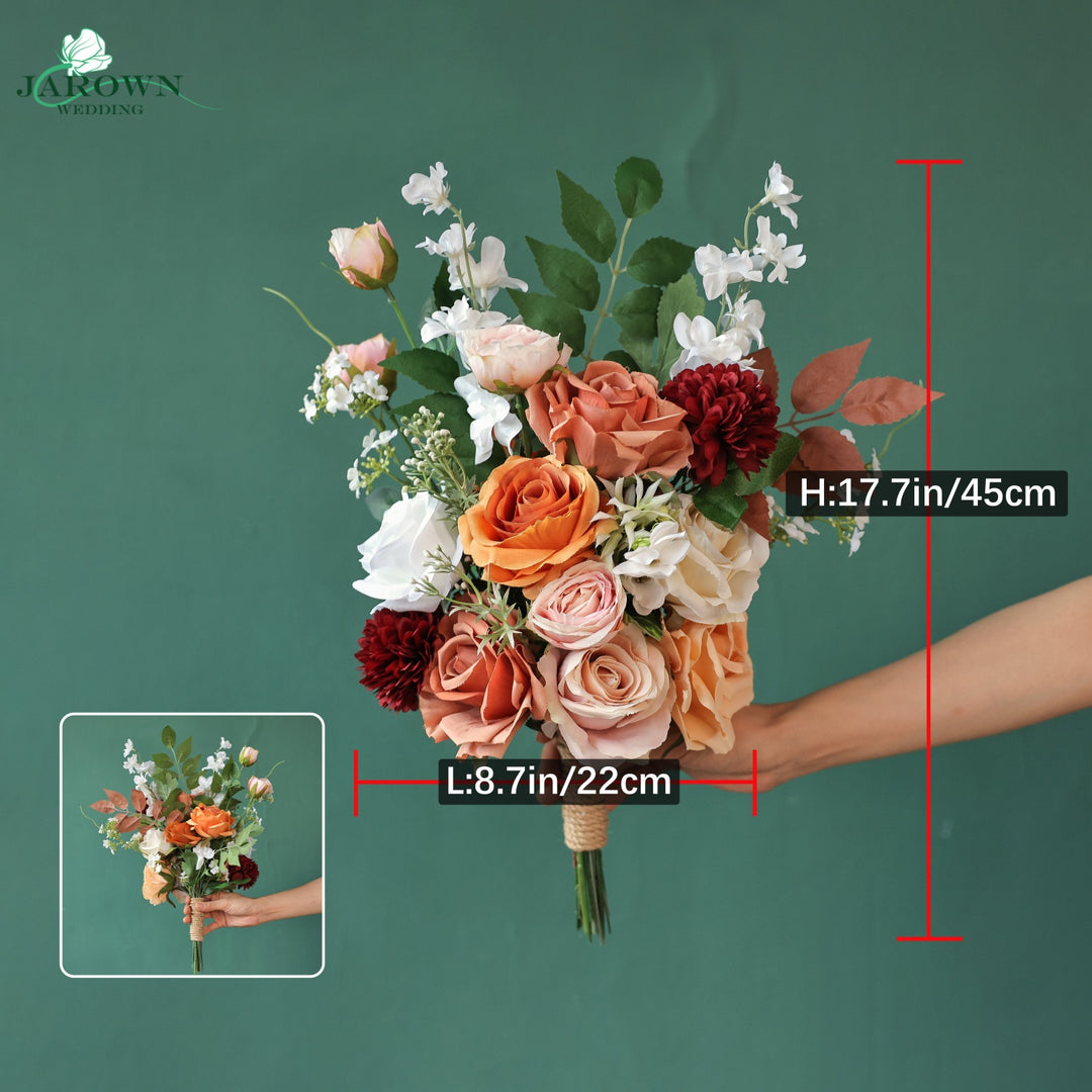 Bouquet & Boutonniere & Aisle in White/Brown/Burgundy