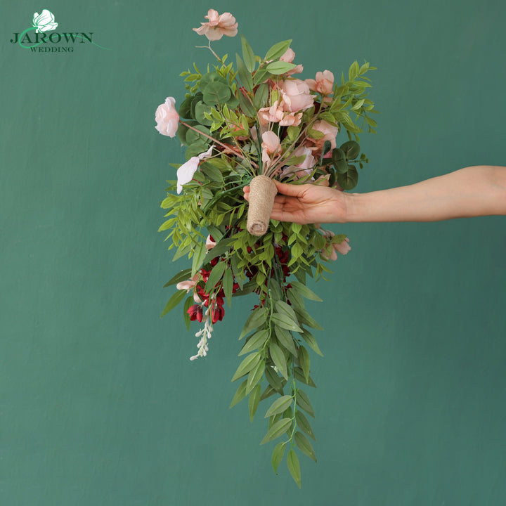 Bouquet & Boutonniere & Chair in Pink/Brown/Burgundy/Green