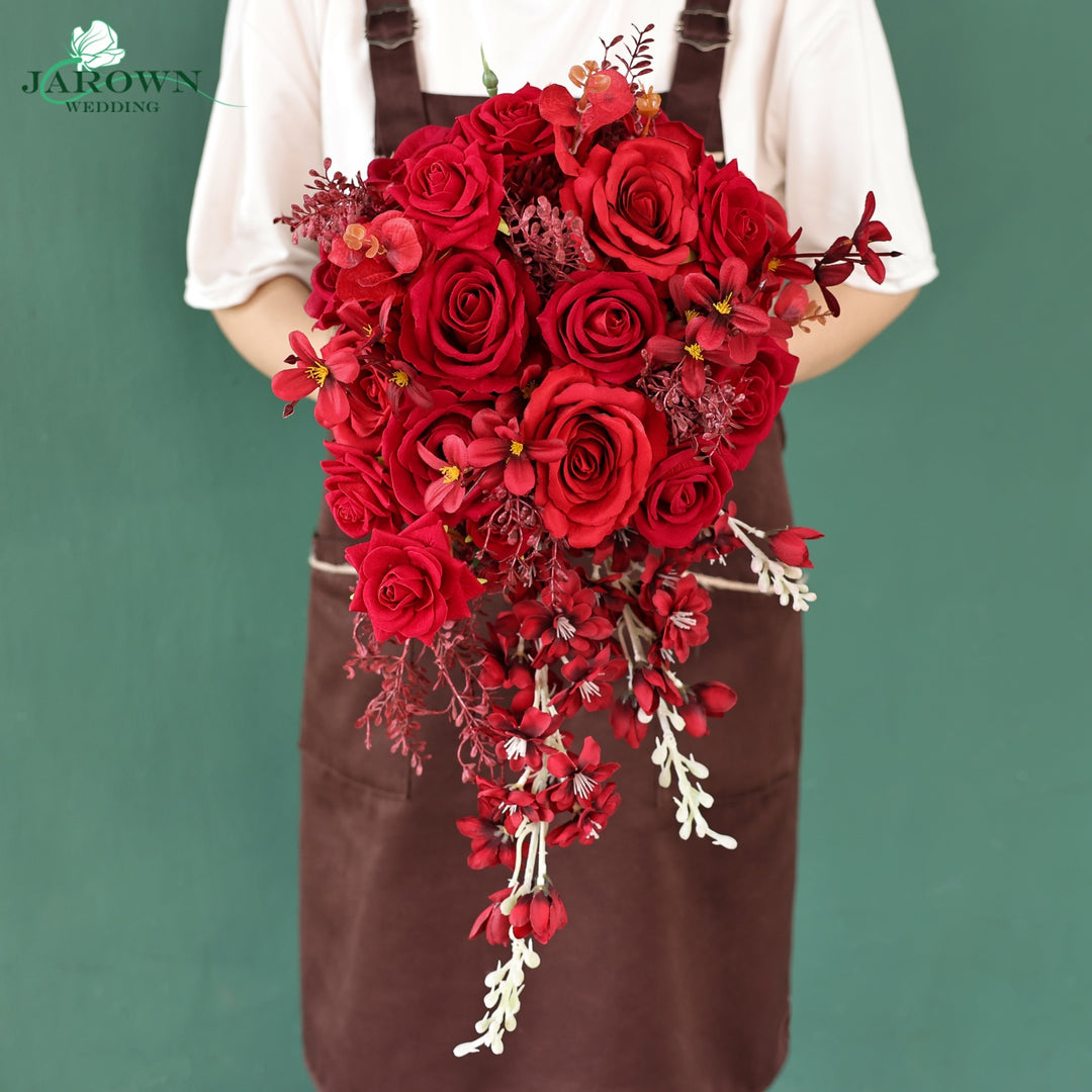 Bouquet & Boutonniere & Wrist Corsage in Red