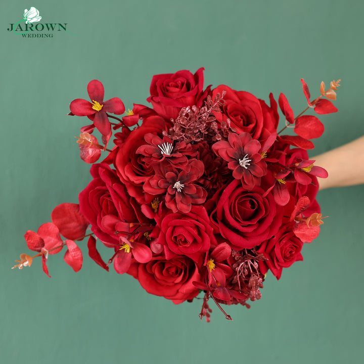 Bouquet & Boutonniere & Wrist Corsage in Red