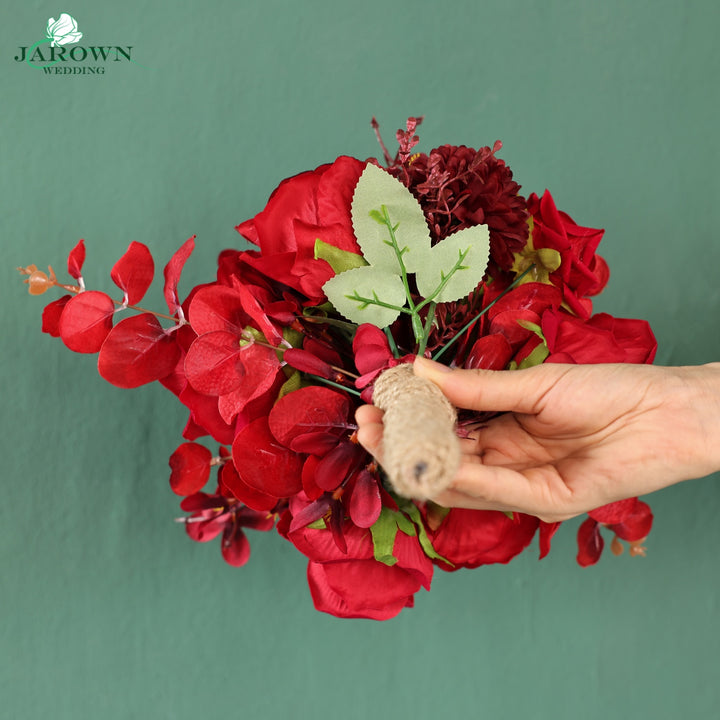 Bouquet & Boutonniere & Wrist Corsage in Red
