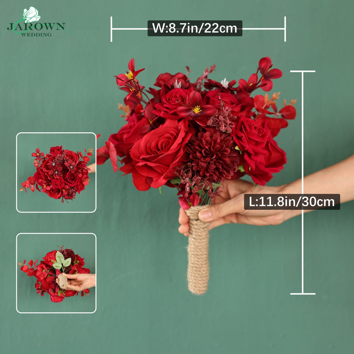 Bouquet & Boutonniere & Wrist Corsage in Red