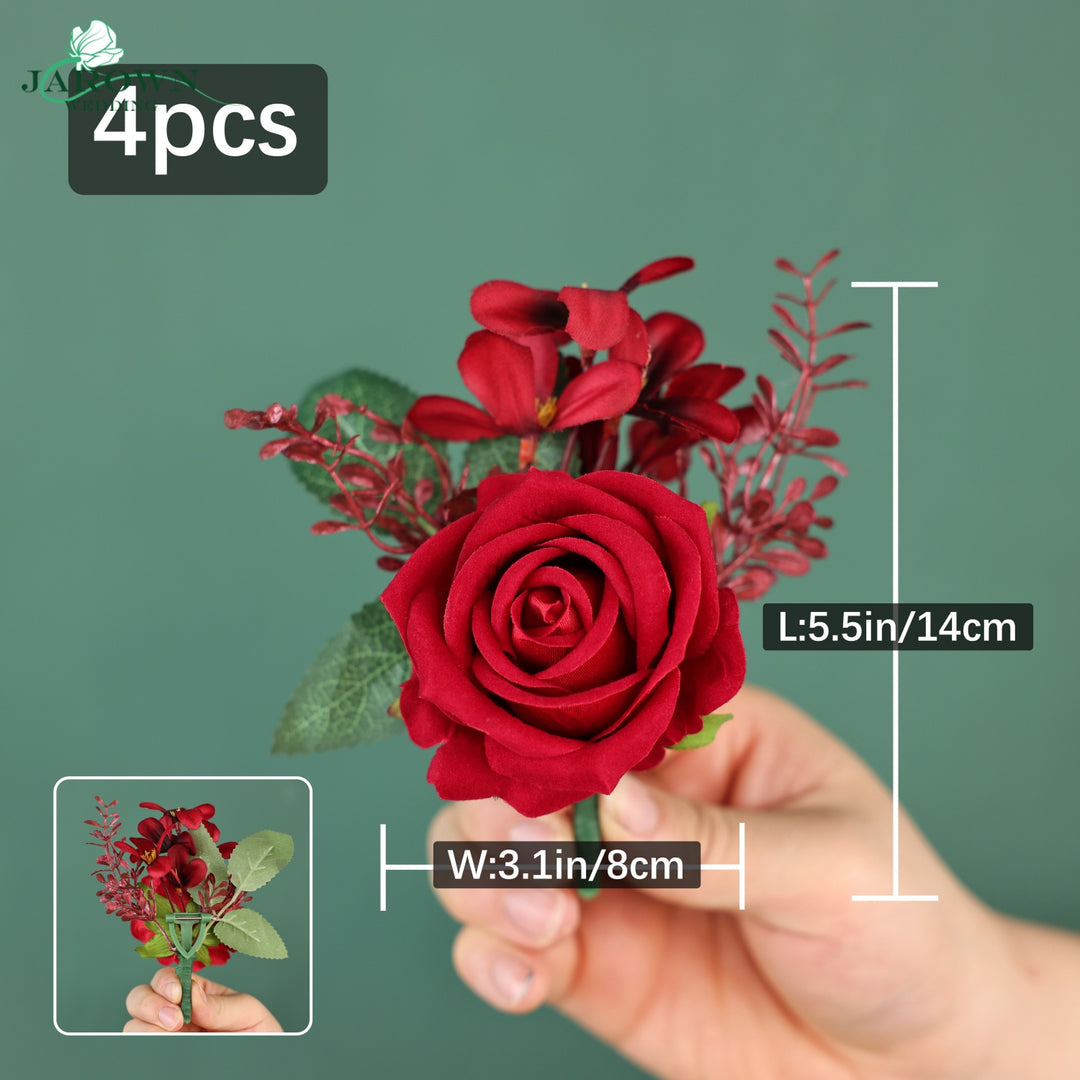 Bouquet & Boutonniere & Wrist Corsage in Red