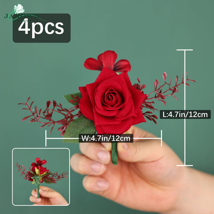 Bouquet & Boutonniere & Wrist Corsage in Red