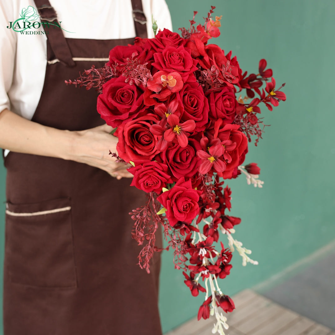 Bouquet & Boutonniere & Wrist Corsage in Red