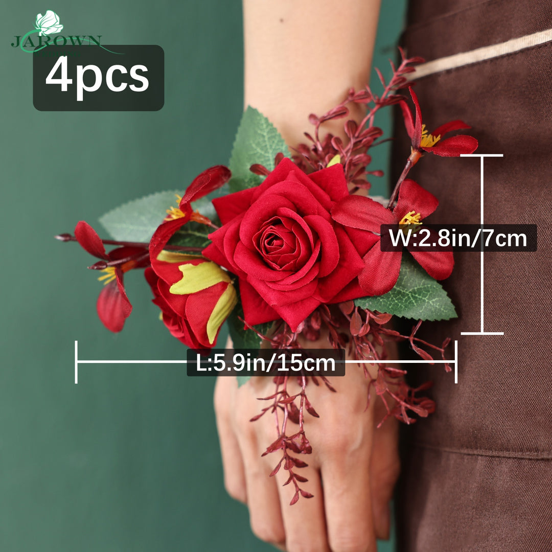 Bouquet & Boutonniere & Wrist Corsage in Red