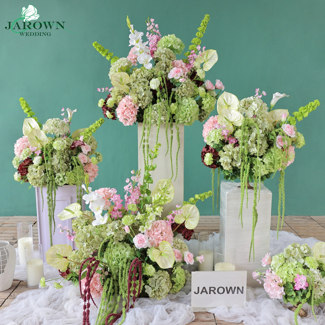 Bouquet & Centerpiece & Aisle in Green/Pink/Burgundy
