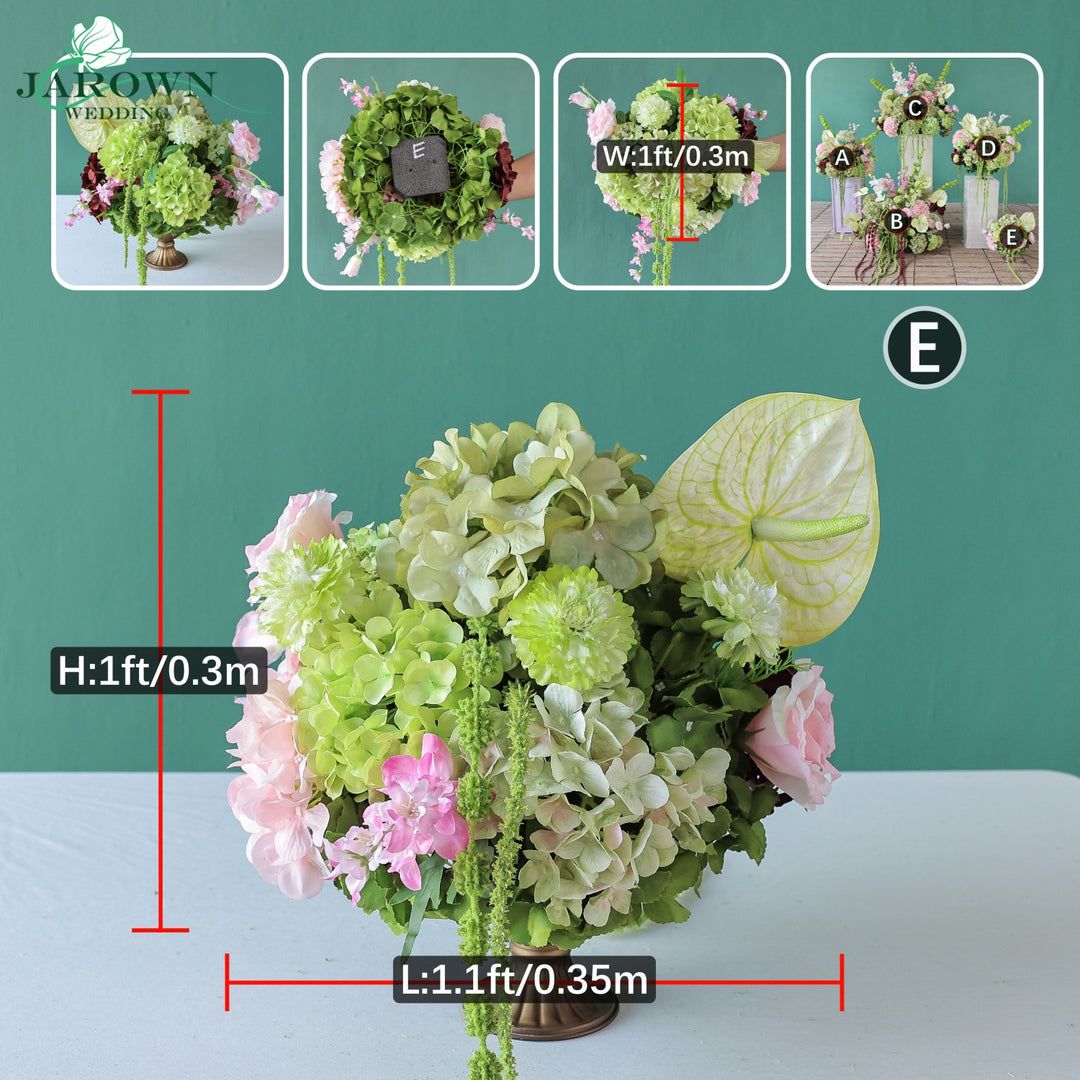 Bouquet & Centerpiece & Aisle in Green/Pink/Burgundy