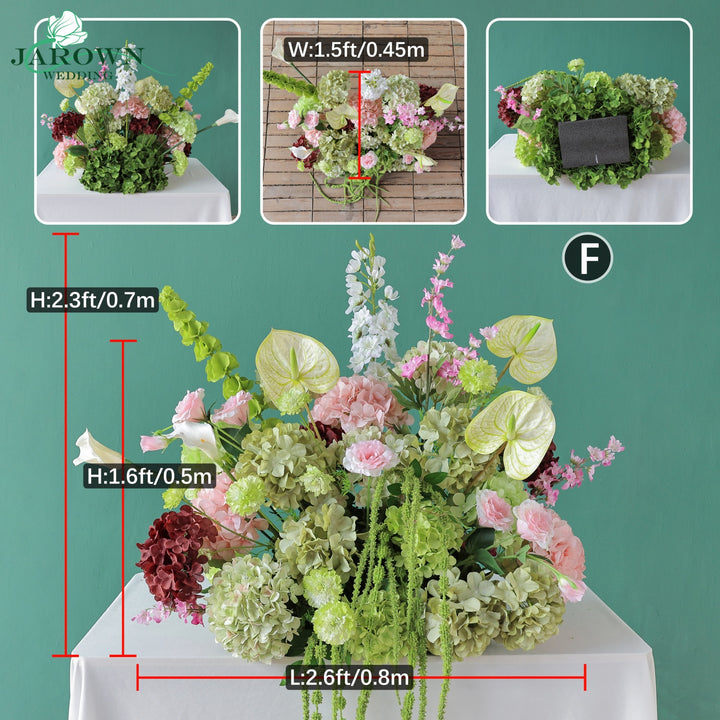 Bouquet & Centerpiece & Aisle in Green/Pink/Burgundy
