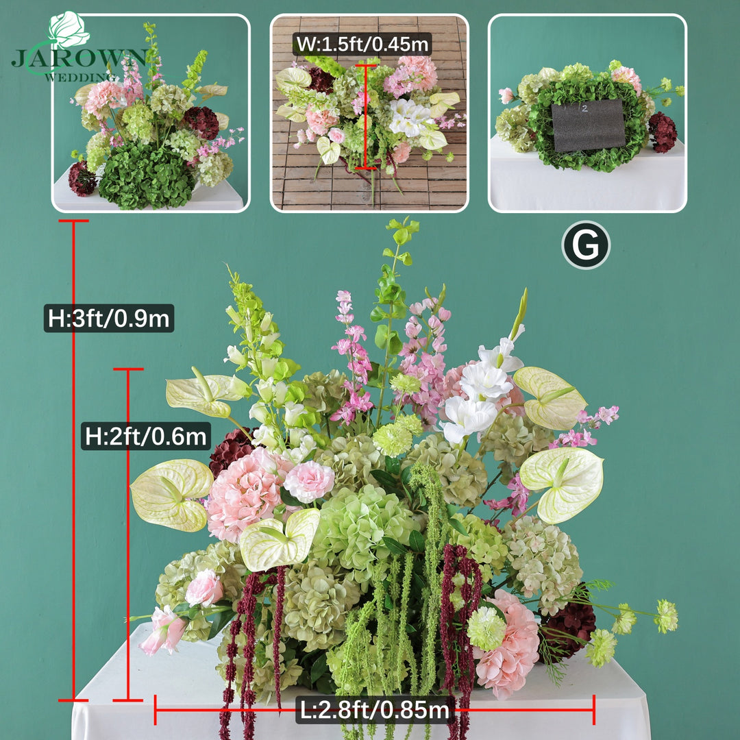 Bouquet & Centerpiece & Aisle in Green/Pink/Burgundy