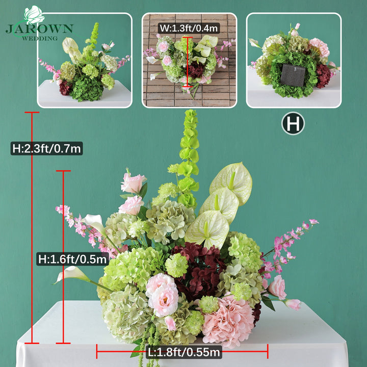 Bouquet & Centerpiece & Aisle in Green/Pink/Burgundy