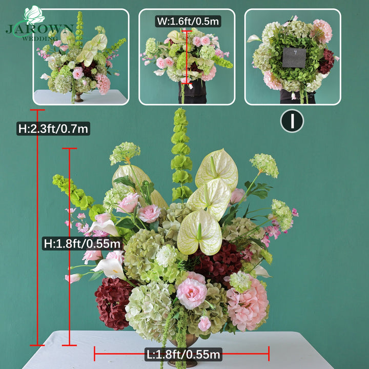 Bouquet & Centerpiece & Aisle in Green/Pink/Burgundy