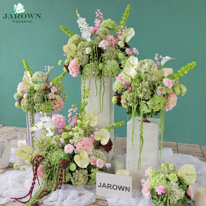 Bouquet & Centerpiece & Aisle in Green/Pink/Burgundy