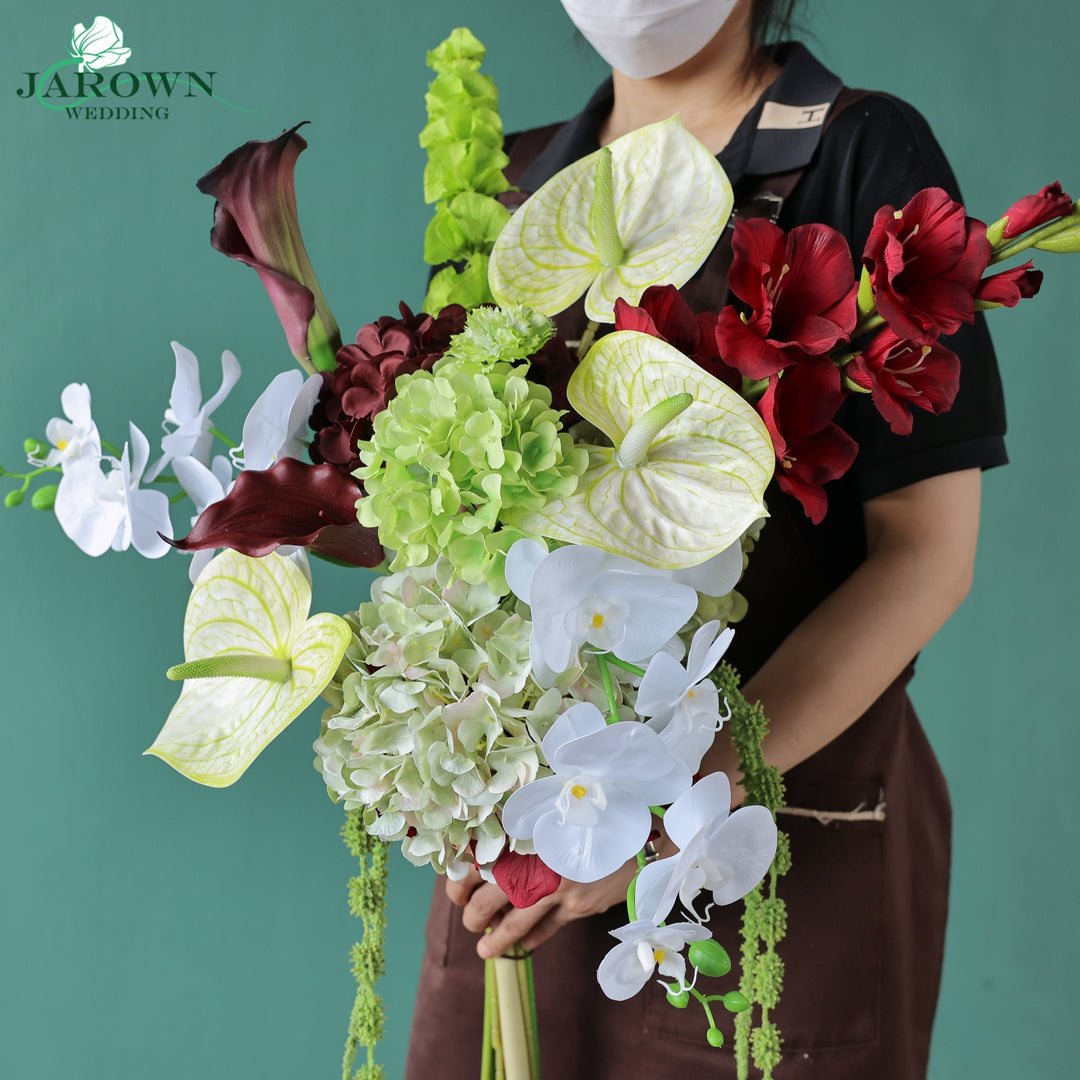 Bouquet & Centerpiece & Aisle in Green/Pink/Burgundy