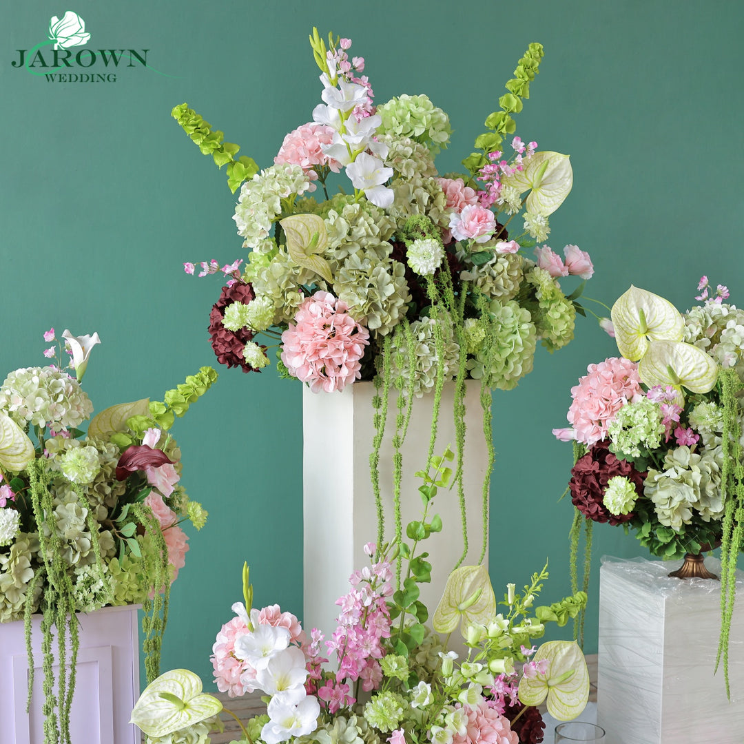 Bouquet & Centerpiece & Aisle in Green/Pink/Burgundy