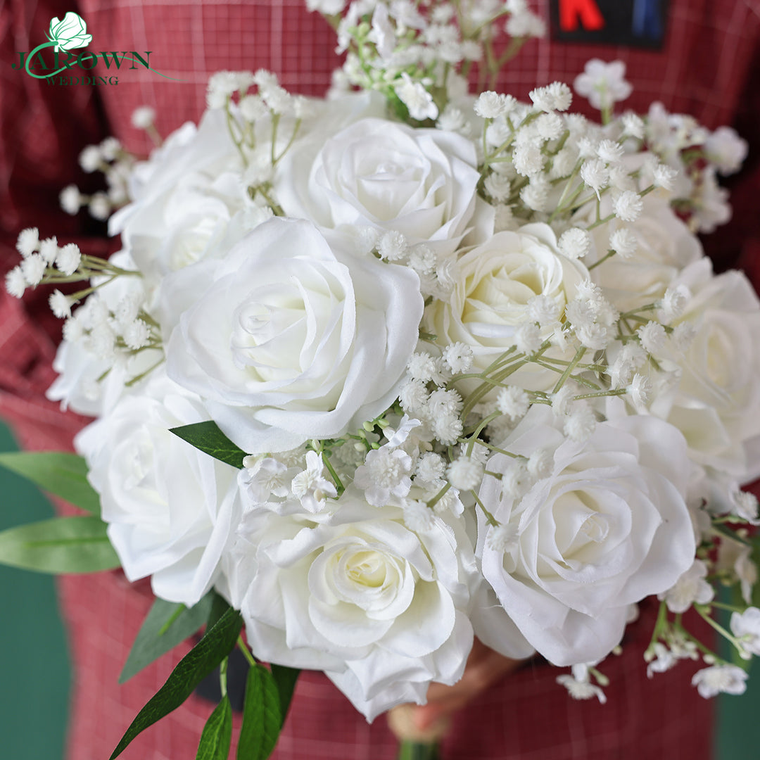 Bouquet & Sign & Centerpiece & Aisle & Backdrop Flower in Green/White