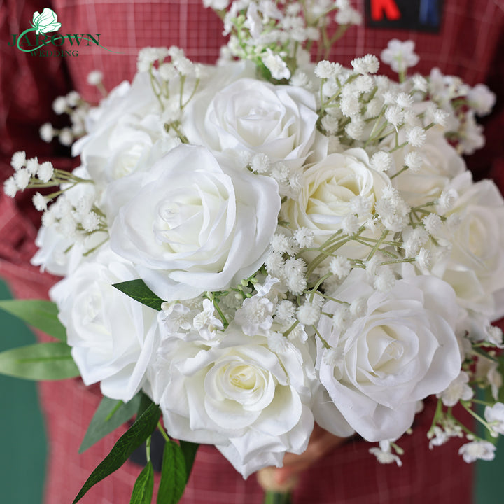 Bouquet & Sign & Centerpiece & Aisle & Backdrop Flower in Green/White
