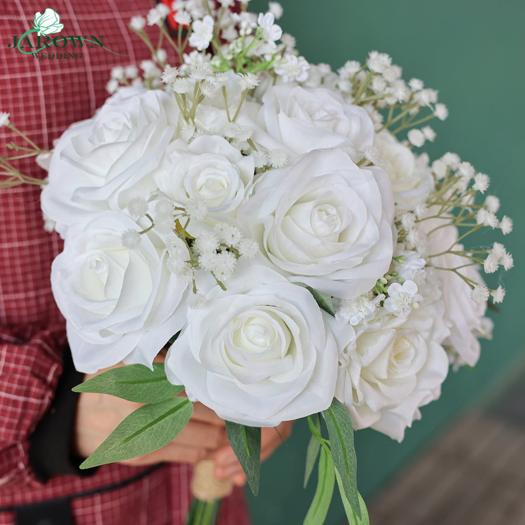 Bouquet & Sign & Centerpiece & Aisle & Backdrop Flower in Green/White