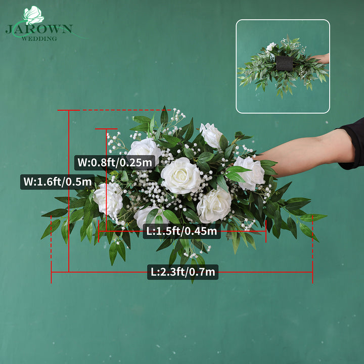 Bouquet & Sign & Centerpiece & Aisle & Backdrop Flower in Green/White