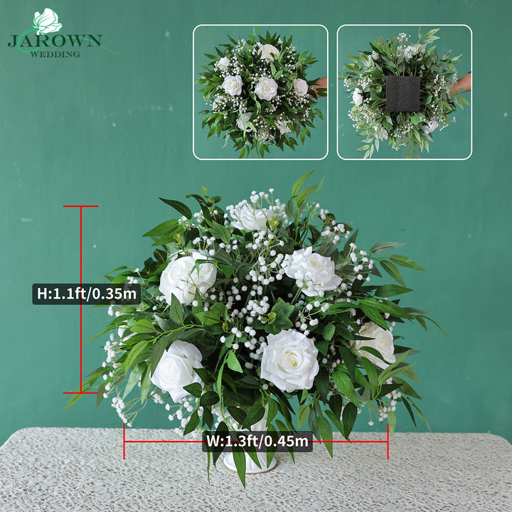 Bouquet & Sign & Centerpiece & Aisle & Backdrop Flower in Green/White