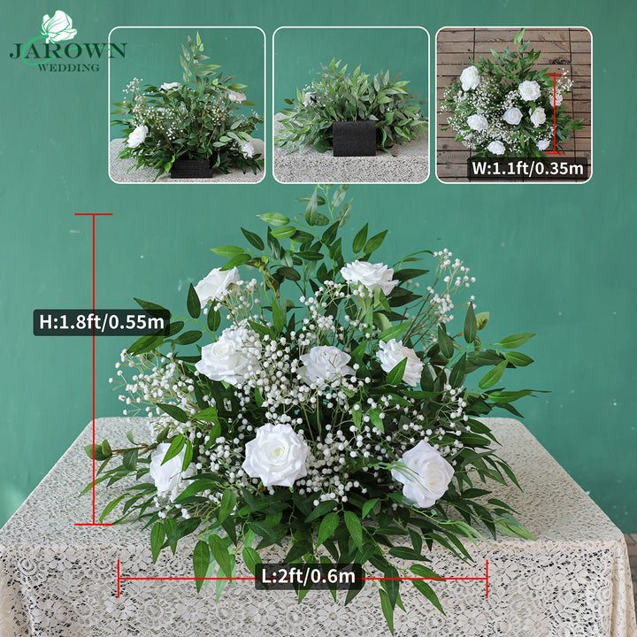 Bouquet & Sign & Centerpiece & Aisle & Backdrop Flower in Green/White